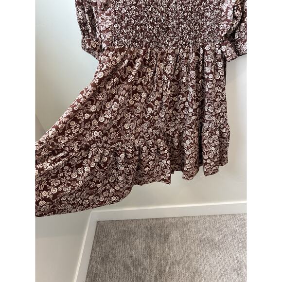 Boheme Selena Dress Smocked Bohemian Floral Mini Cottage Core, Prairie, XL - Picture 5 of 6